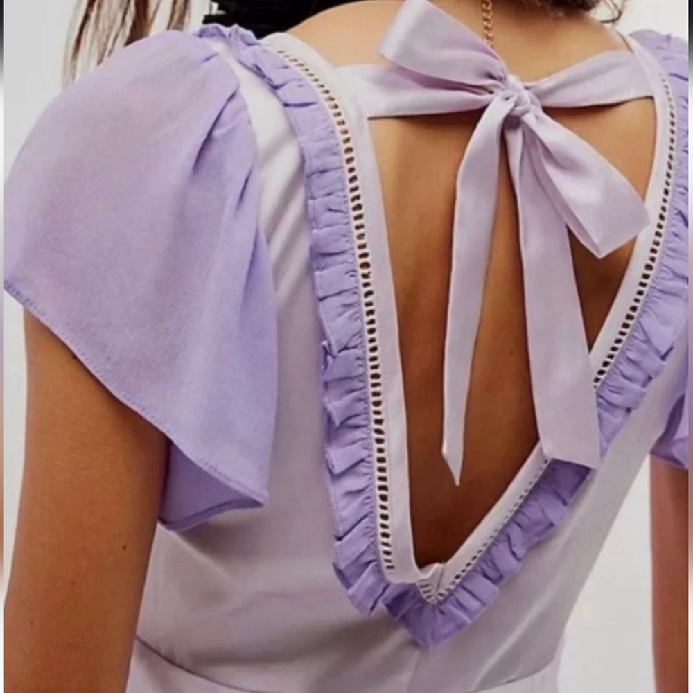 New Free People Mini Dress. Size 12. Satin Purple.